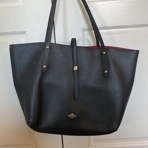 Coach Tote Bag, Black with Red, Gold Hardware, good condition